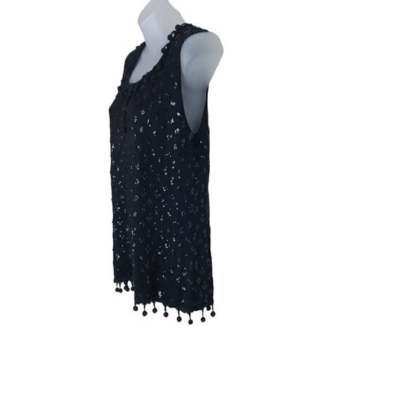 Nanette Lapore Unique Black 100% Merino Knitted Tank Top Size M - Picture 4 of 6